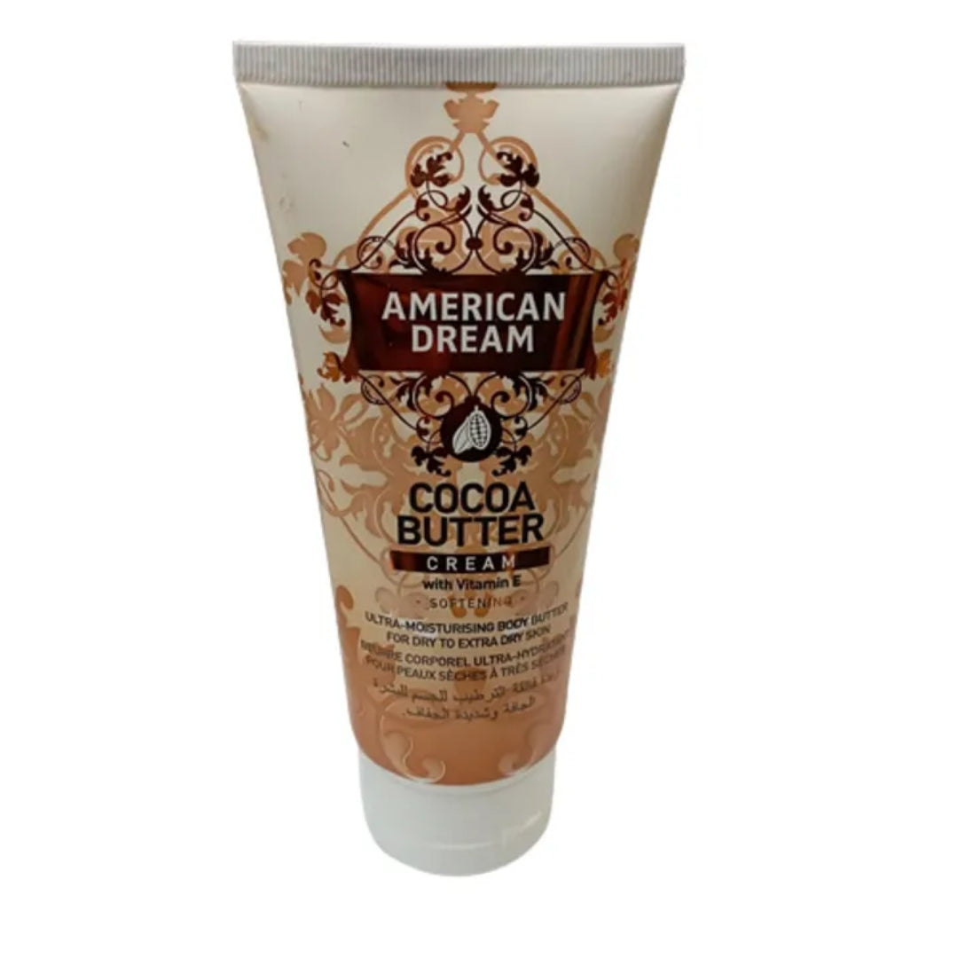 American Dream COCOA BUTTER Cream with Vitamin E. Softens, Moisturizes, Smooths, Stretch Marks & Blemishes