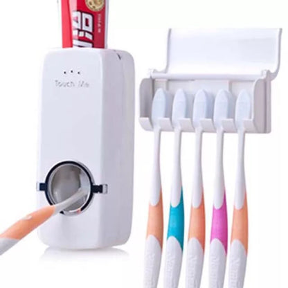 Automatic Toothpaste Dispenser Wall Mount Bathroom Accessories Toothpaste Squeezer Toothbrush Holder Toothpaste Storage
