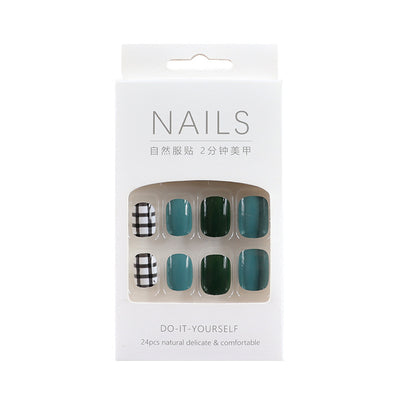 24pcs Fake Nails Reusable Stick On Nails Press on Full Cover False Nail Tips with Jelly Stickers Makeup Accessories