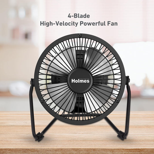 4 Inch Mini Fan with Metal Construction,Powerful USB Powered,360° Rotation desk Personal Cooling Usb fans small quiet for Home Office Bedroom