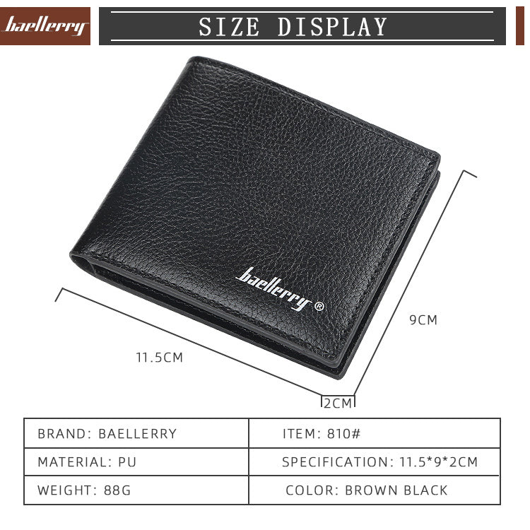 Baellerry PU Leather Classic Men Wallets Coin Pocket Small Wallet Gift for Men Purses Card Holder Male Clutch Money Bag ,Men's Bags New Design High Quality Purse
