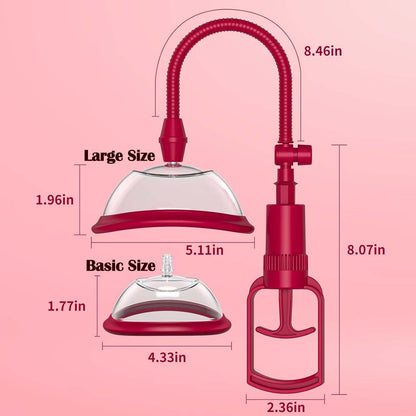 2 Sizes Pack Pussy Vagina Pump Manual Vacuum Sex Toy Nipples Clit Sucker Increase Labia Sensation Enhance Clitoral Sexual Pleasure Powerful Suction Pumping Enlarger Adult Tool for Women
