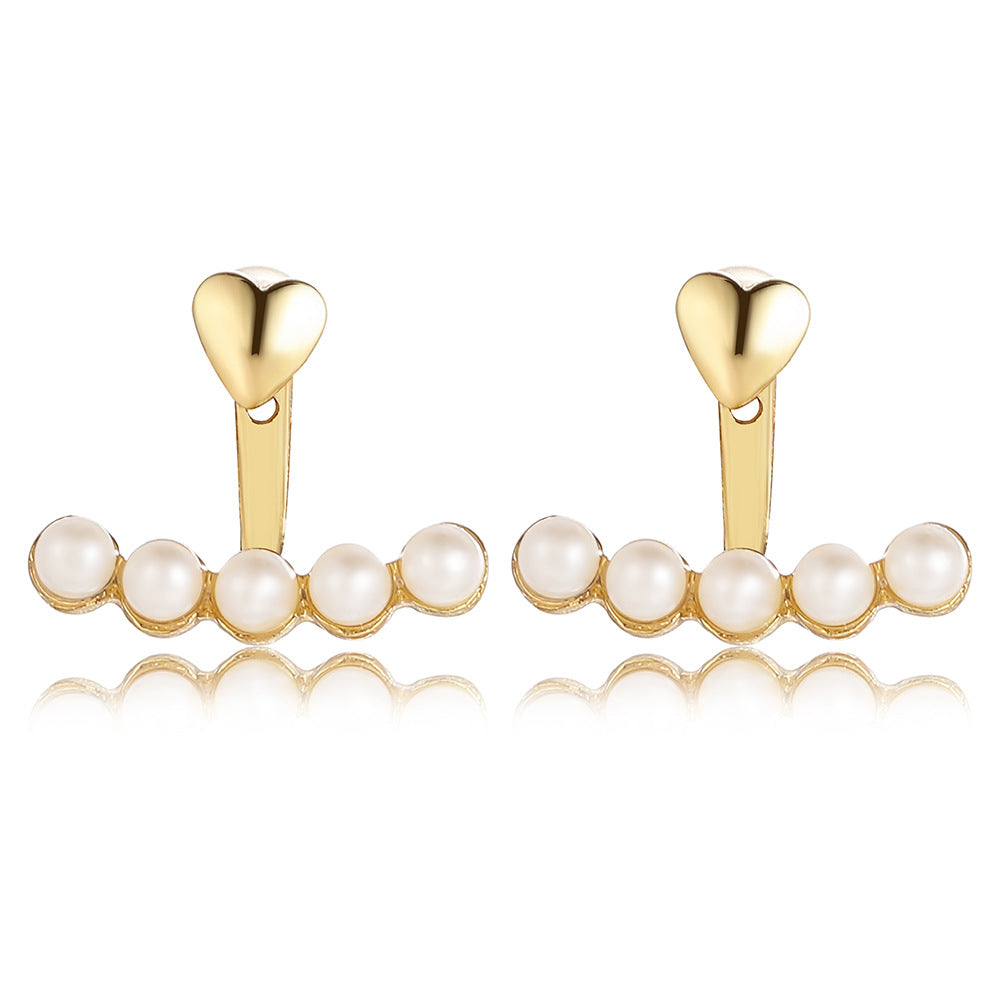 Fashion Beads Pearl Heart Stud Earring For Women Elegant Fresh and Sweet Statement Earring Girl