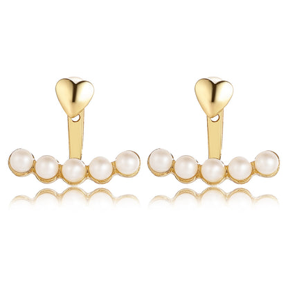 Fashion Beads Pearl Heart Stud Earring For Women Elegant Fresh and Sweet Statement Earring Girl