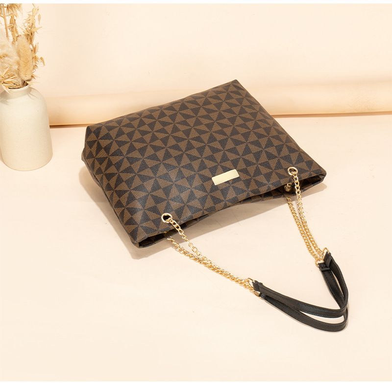 Geometric print Women's new fashion generous sequin embellished chain shoulder bag