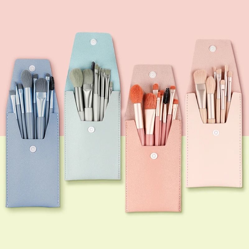 8Pcs Set With Bag Makeup Brushes Sets Eye Shadow Foundation Powder Eyelash Lip Concealer Blush Travel Portable Soft Make Up Brush Sets