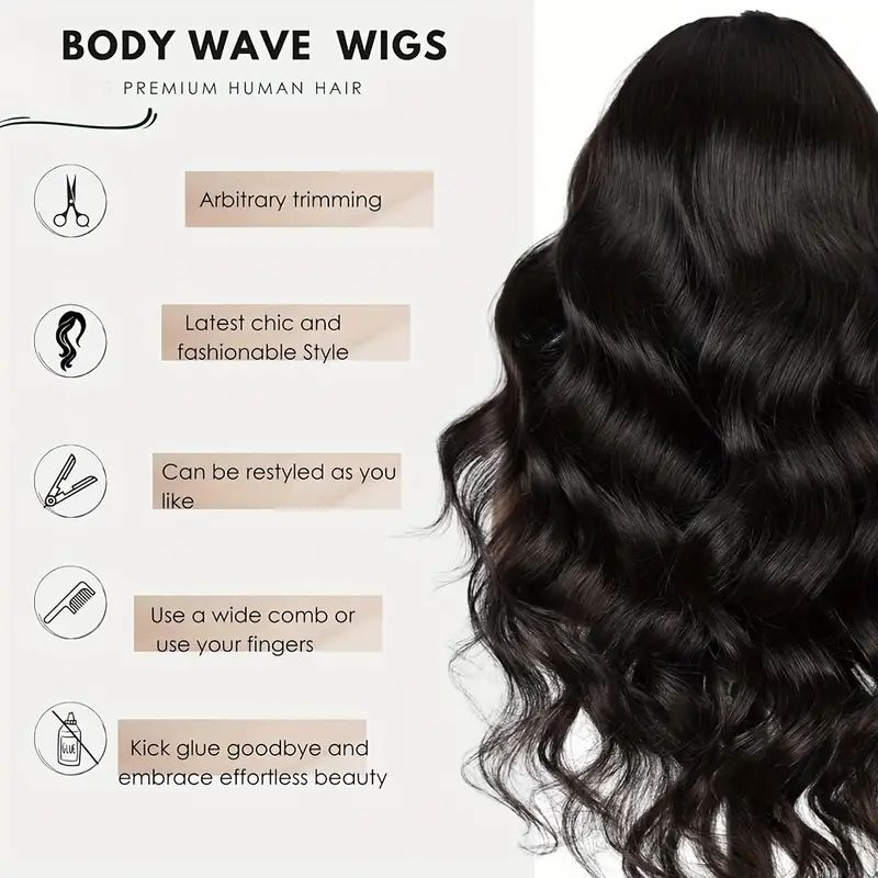 Glueless Women Wigs Human Hair Body Wave Wig Black Long Curly Ladies Hair For Women Gift