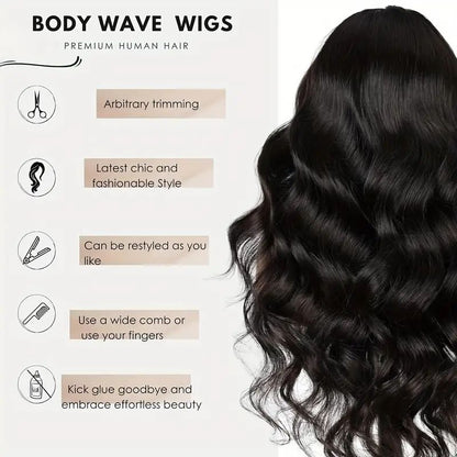 Glueless Women Wigs Human Hair Body Wave Wig Black Long Curly Ladies Hair For Women Gift