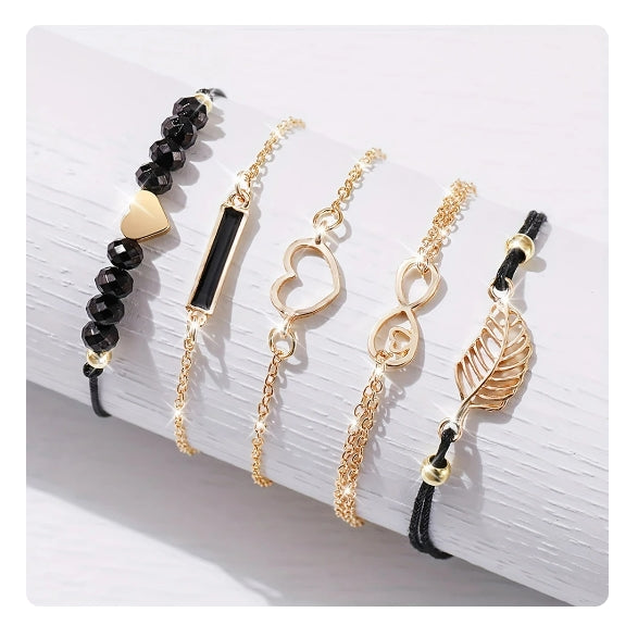 5PCS Set Watch For Women Luxury Leather Analog Ladies Quartz Wrist Watch Fashion Bracelet Watch Set Female Relogio Feminino