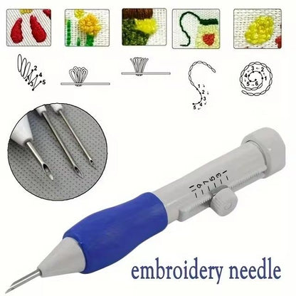 1 Set, Embroidery Knitting Pocket Needle Pen Sewing Tool Punching Needle Magic Embroidery Needle Pen DIY Knitting Sewing Tool