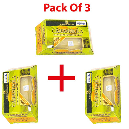 3 Packs Carambola Black Spots Herbal Soap With Honey for Removing Pimples & Blackheads Cleansing Nourishing Bar Bathing Organic Anti Ageing Full Body Natural Deep Cleaning Fruit Fragrance 120g