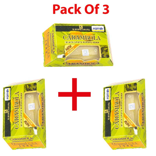 3 Packs Carambola Black Spots Herbal Soap With Honey for Removing Pimples & Blackheads Cleansing Nourishing Bar Bathing Organic Anti Ageing Full Body Natural Deep Cleaning Fruit Fragrance 120g