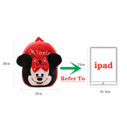 Plush Backpack Kindergarten Children's Bag Disney Minnie Kids Baby School Bag 3D Cute Cartoon Animal Design