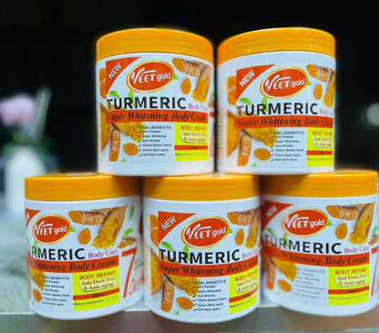 5 Pack VEET GOLD Anti-aging Tumeric Super Whitening Body Cream-body Repair Remove Dead Skin Cell And Anti Darkspots Tender and Gentle Formula Body Cream