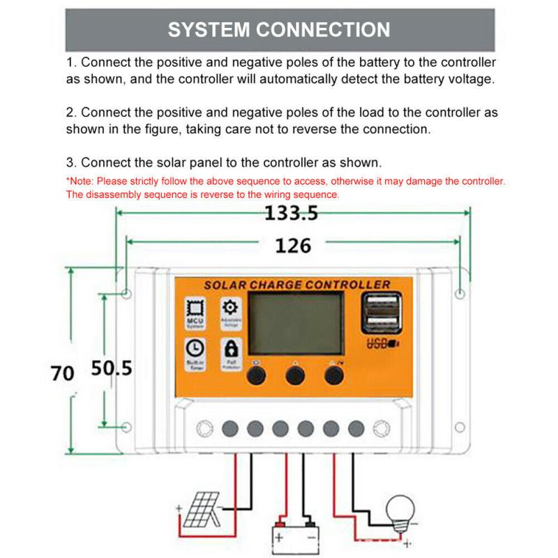 Updated Version Solar Charge Controller 30A/20A/10A 12V 24V Auto Solar Charge Controller MPPT/PWM Controllers LCD Dual USB Output Solar Panel PV Regulator USB 5V LCD Display