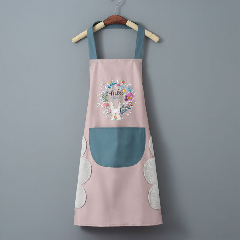 Cartoon Kitchen Apron with Pocket Oil-proof Waterproof Apron Hand wipe apron Household Cooking Tools Kitchen Cooking Accessories