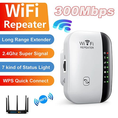 Upgraded Version 300Mbps Wireless WIFI Repeater 2.4G Booster Router WiFi Range Extender With network cable Wi-Fi Signal Amplifier 802.11N Network Card Adapter For PC 7 Status Light Wireless Repeater