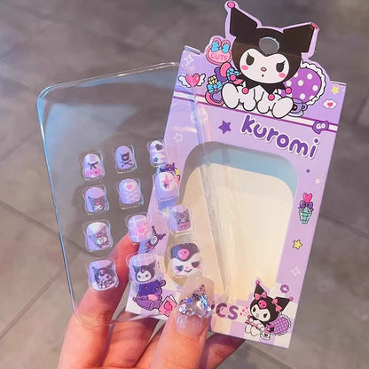 Hot selling children's nail art, bright pink, gradient color, European nail art, fake nail wearing nail art