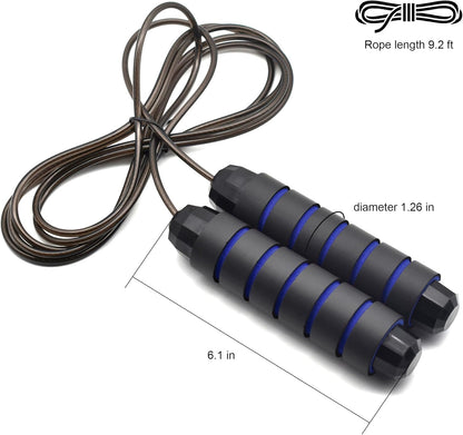 Jump Rope, Tangle-Free Rapid Speed Jumping Rope Cable with Ball Bearings for Women, Men, and Kids, Adjustable Steel Jump Rope Workout with Foam Handles for Fitness, Home Exercise & Slim Body
