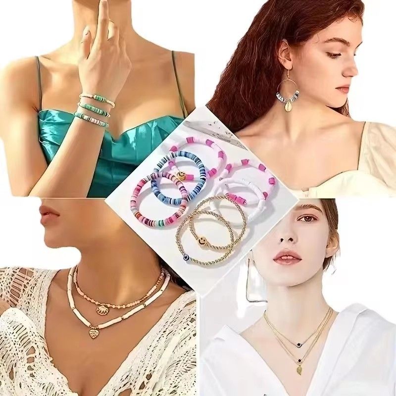 6000 Pcs Clay Beads for Bracelet Making Kit, 24 Colors Flat Round for Jewelry Bracelet Necklace Earring Making for Girls 8-12, Gift