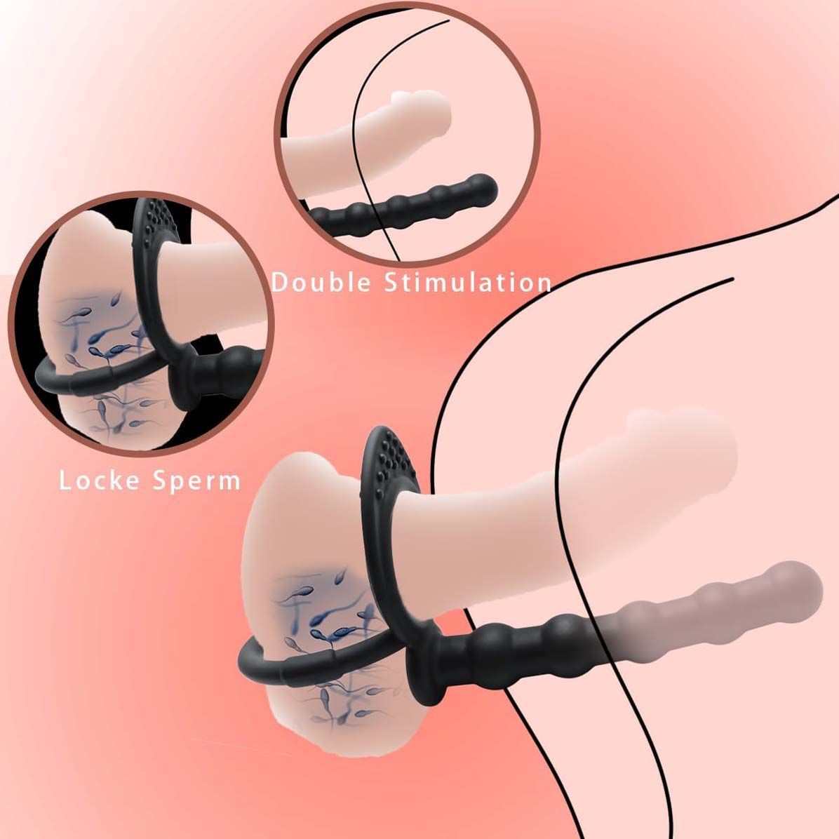 Silicone Anal Beads Butt Plug with Cock Ring Strap On Anus Plug Vaginal G Spot Stimulator Double Penetration Dildo Prostate Massager Adult Sex Toy for Men Wome Couples