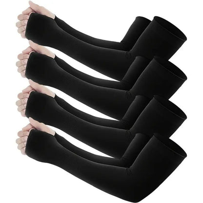 4 Pairs of Premium Cooling Arm Sleeves - Gloves for Sun Protection with Thumb Holes for Men and Women - Perfect for Golf, Basketball, Cycling, Fishing, Driving, and Jogging Outdoor Activities
