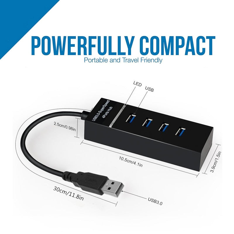 Usb3.0 Hub 4-Port Super-Speed USB Splitter For Hard Drives USB Flash Drive Mouse Keyboard Extend Adapter Laptops Multi Splitter USB Adapter Expander Cable For Desktop PC Laptop Adapter