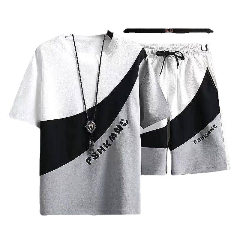 Two-Piece Outfits Summer Set Casual Fashion Sports Loose Short Sleeve Shorts Temperament T-shirt and Short Sleeve Two Piece Men's Set