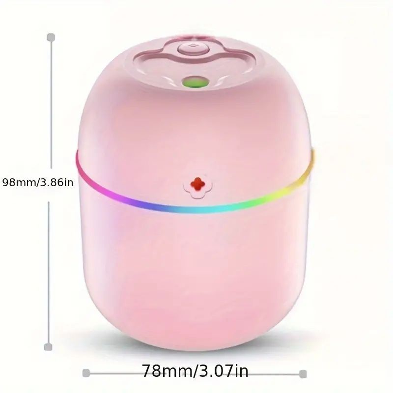 1pc Colorful USB Aromatherapy Humidifier Portable Mini Atmosphere Lamp with Spray Machine Night Light Whisper Quiet Operation Suitable for Bedroom Living Room Office Desk, Car ABS Material ≤36V Safe