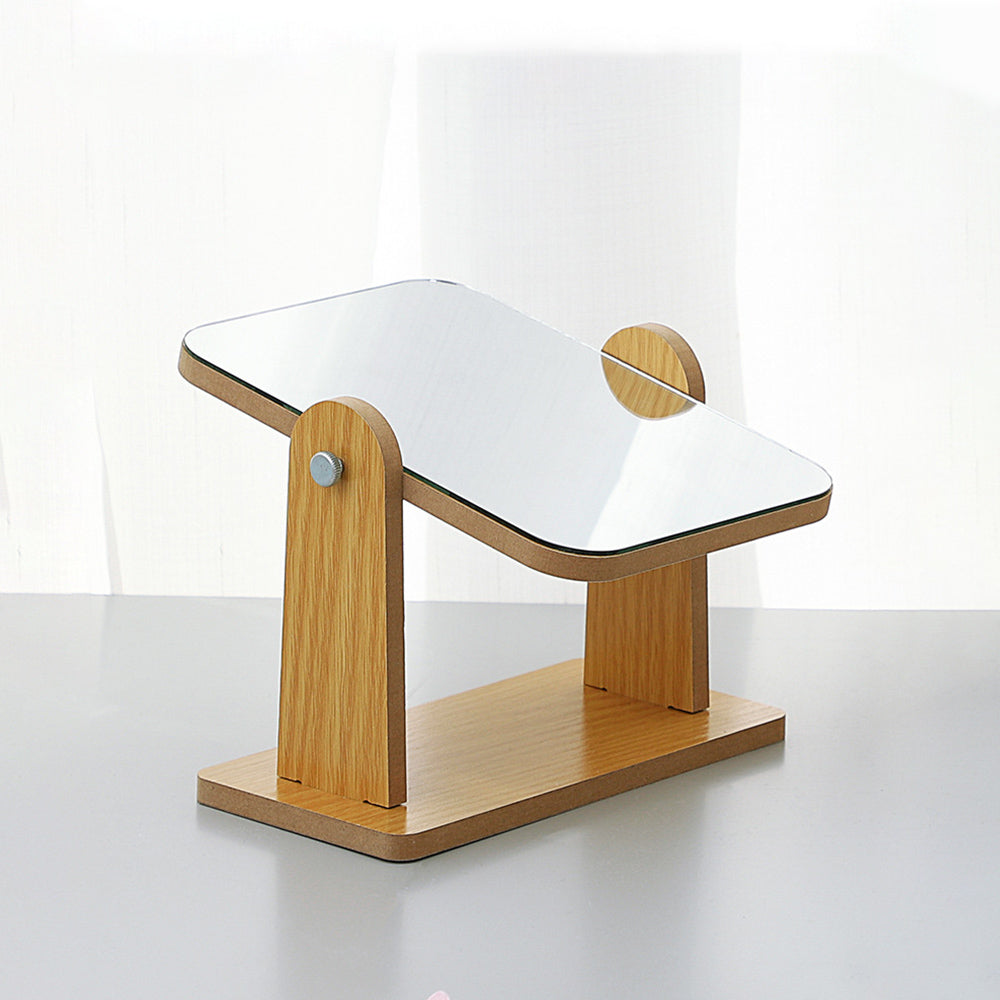 Simple wooden makeup mirror rotating desktop makeup mirror folding vanity mirror portable Large makeup Cosmetic mirror Cosmetic mirror