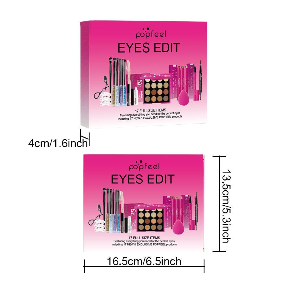 22Pc Eyeshadow Set + Eyelash Kit+ Makeup Brush + Eyebrow Shaper Combo Set Convenient Complete Makeup Set