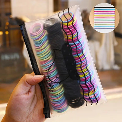 200/300pcs Cute Hair Ties For Kids & Girls - Colorful Elastic Polyester Hair Bands Ponytail Holder Children Rubber Band Hair Accessories