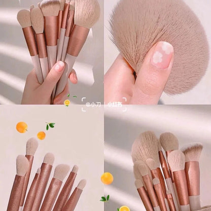 8Pcs Set With Bag Makeup Brushes Sets Eye Shadow Foundation Powder Eyelash Lip Concealer Blush Travel Portable Soft Make Up Brush Sets