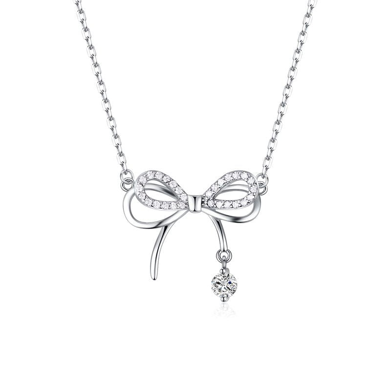 bow-knot necklace Bow with pendant temperament noble pretty Match any occasion and clothes Women's Necklaces