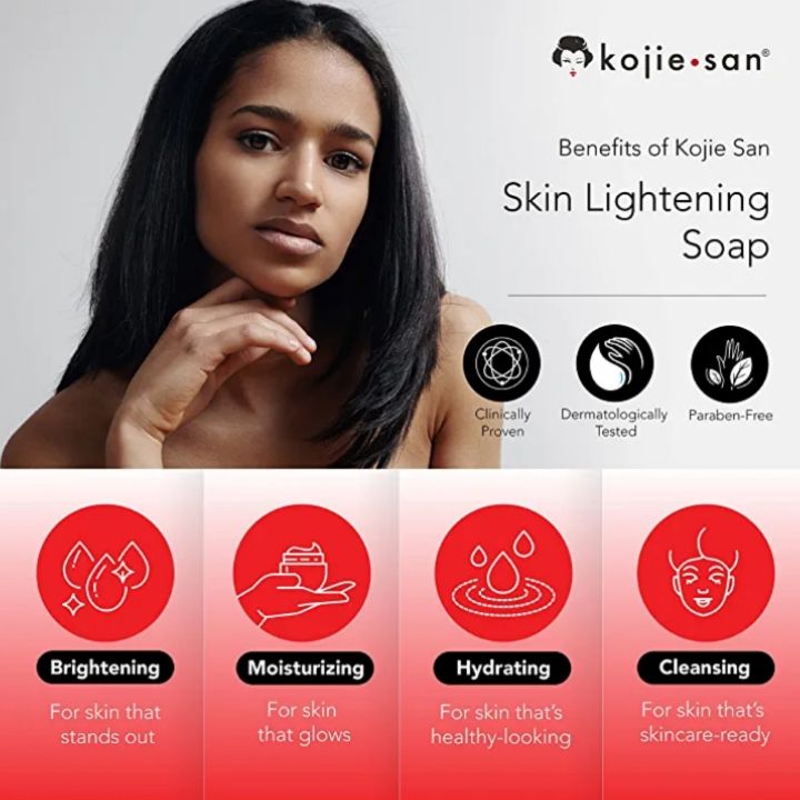 3 PIECES Kojie San Skin Lightening Soap + Bath Exfoliating scrub Gloves - Original Classic Kojic Acid Soap for Dark Spots, Hyperpigmentation, Whitening & Scars - Beauty Bar with Coconut & Tea Tree