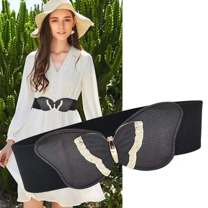 Fashion Women's Belt Elastic Waist Cover Belt Wide Belt Female Wide Waistban With Versatile Elastic Decoration Expands To size