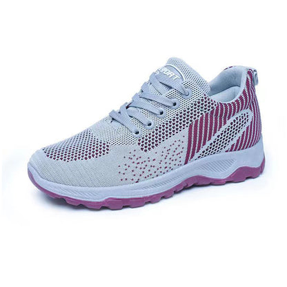 Women's lace-up sports sneakers ladies comfortable athletic casual running shoes girls soft soled cloth shoes students flats shoes sports shoes Ladies' breathable casual grey shoes