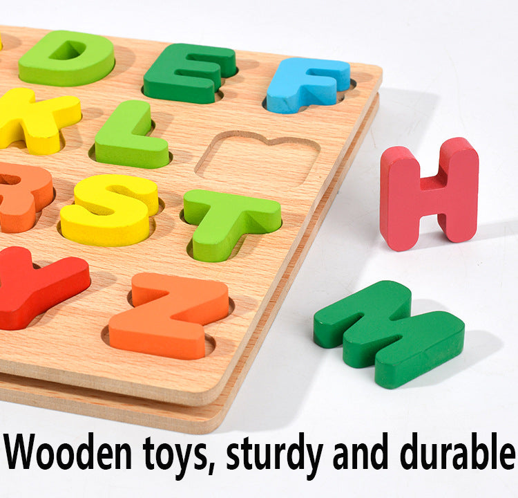 kid's Early Education Toy Alphabet Number Puzzle Wooden Building Block Toys Alphabet puzzle