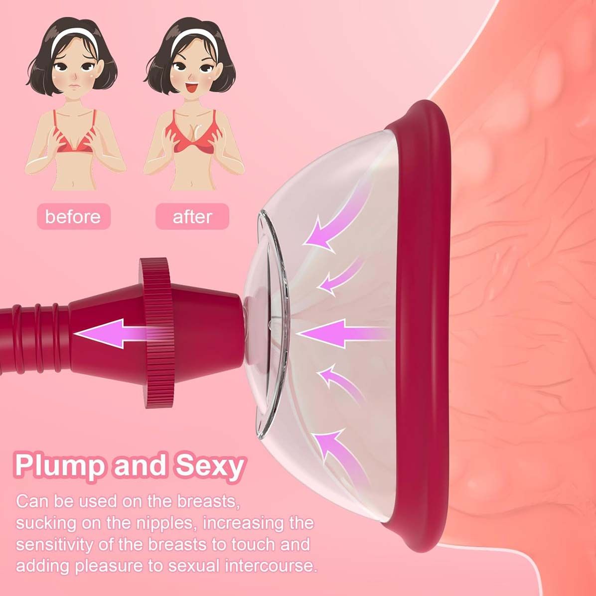 2 Sizes Pack Pussy Vagina Pump Manual Vacuum Sex Toy Nipples Clit Sucker Increase Labia Sensation Enhance Clitoral Sexual Pleasure Powerful Suction Pumping Enlarger Adult Tool for Women