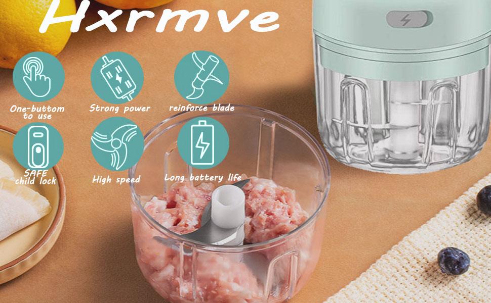HW Wireless Electric Mini Garlic Chopper Machine(250ML), USB Kitchen Food Processor with 3 Blades
