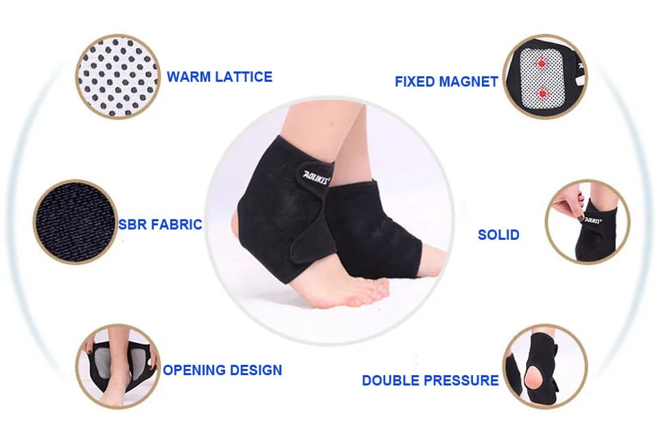 1Pair Tourmaline Self heating Far Infrared Magnetic Therapy Ankle Care belt Support Brace Heel Massager Foot Health Care