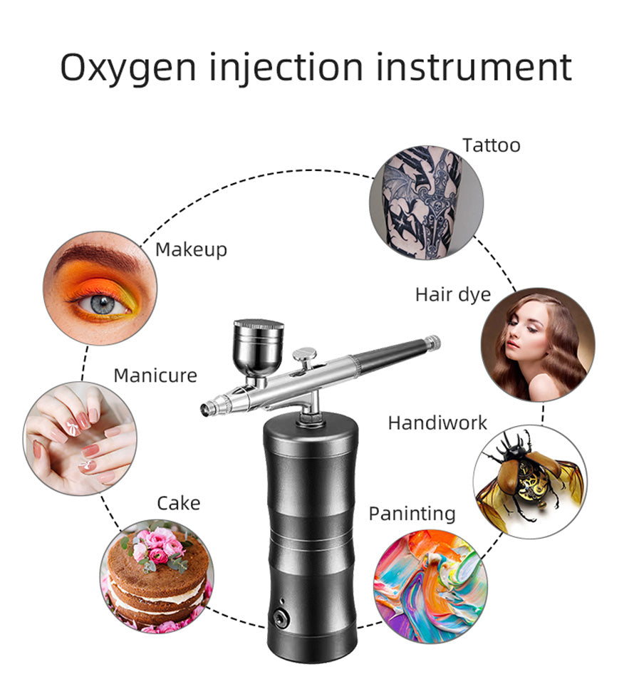 New Arrival Oxygen Injector Mini Air Compressor Kit Air-Brush Paint Spray Gun Airbrush For Nano Fog Mist Sprayer Art Makeup USB Rechargeable