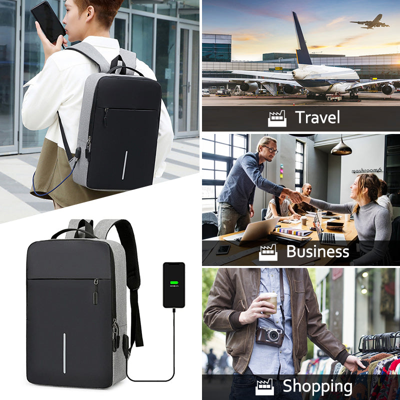 15.6" Laptop Bag Men Backpack With USB Charging Jack Large Capacity Backpack