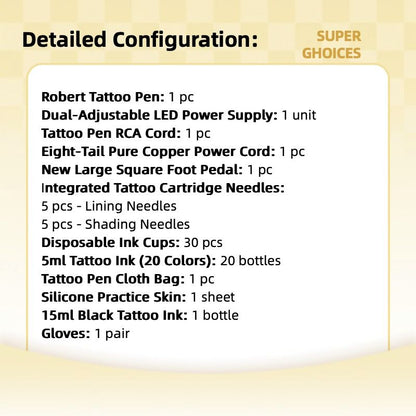 Professional Tattoo Pen Kit Rotary ,Tattoo Machine With LED Mini Tattoo Power Supply 1200mAh Cartridge Needles Tattoo Kit For Body,Suitable for beginners, professionals