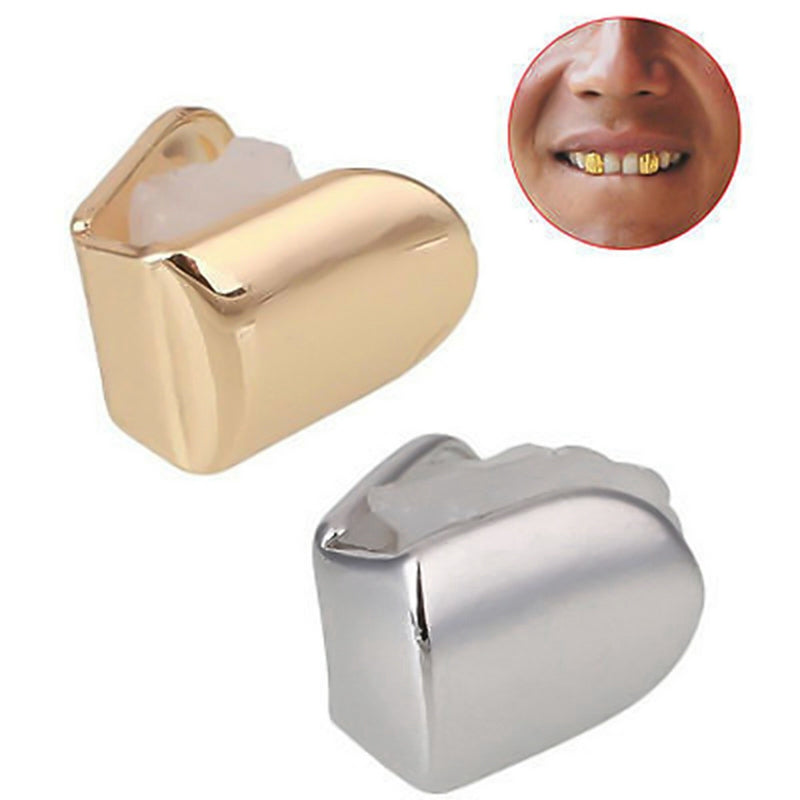 Gold Trendy Rock Rapper Hip Hop Grillz Caps Mold Top & Bottom Grill Body Jewelry Single Teeth