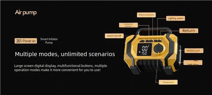 8000mAh Smart Car Jump Starter & High-Pressure Tire Inflator, 3-in-1 Jump Start + Inflation + Power Bank, Wireless Inflation Supported