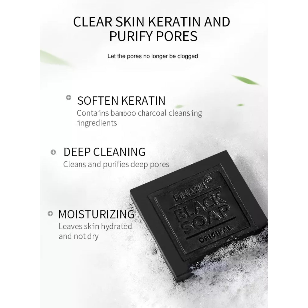 Dr. Rashel Black Soap With Collagen & Charcoal - Anti Acne Tighten Pores Oil Control Whitening Complex Deep Cleansing