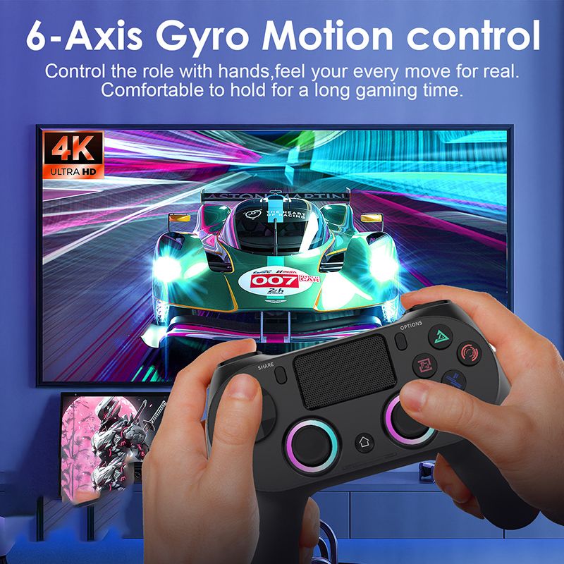 P4 Game Controller Wireless Bluetooth PC Joystick Six-axis Dual Four-vibration Gamepad Console With Light Game Console Game Pad For Android IOS Phone PC Tablet TV Box Game Accessories