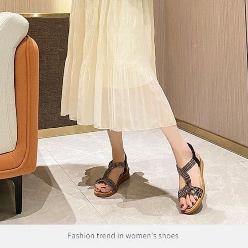 Mateamoda Women's Casual Rhinestone Slingback Sandals