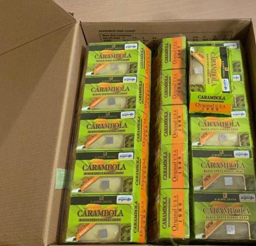 4 Packs Carambola Black Spots Herbal Soap With Honey for Removing Pimples & Blackheads Cleansing Nourishing Bar Bathing Organic Anti Ageing Full Body Natural Deep Cleaning Fruit Fragrance 120g